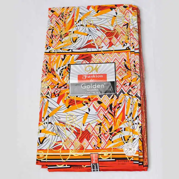 Fashion de Golden orange fabric with prints 1 Fashion de Golden Orange Fabric with Prints