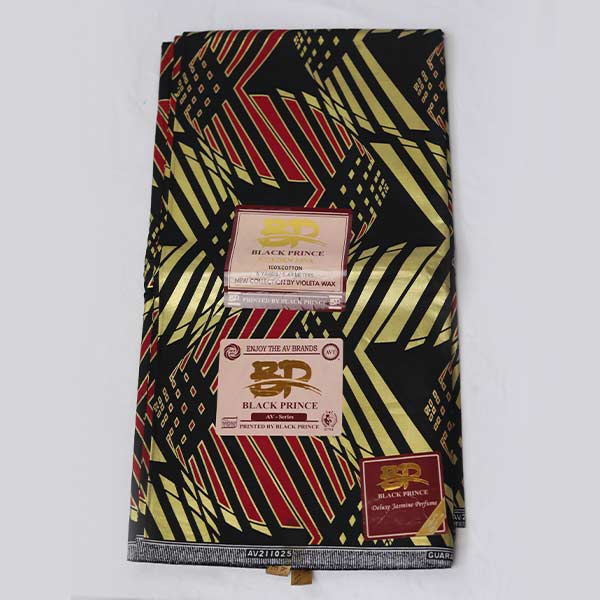 Gold, Black and Red Black Prince Fabric 1