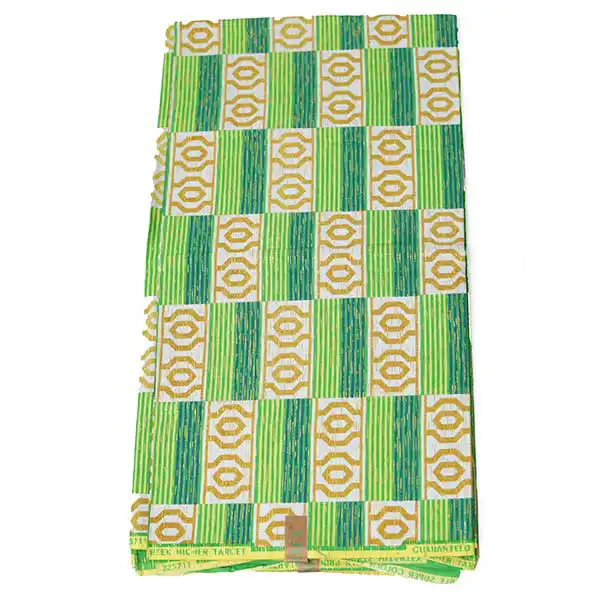 Tissu vert Hitarex avec imprimés Kente à vendre avec des imprimés wax chez Baobabmart