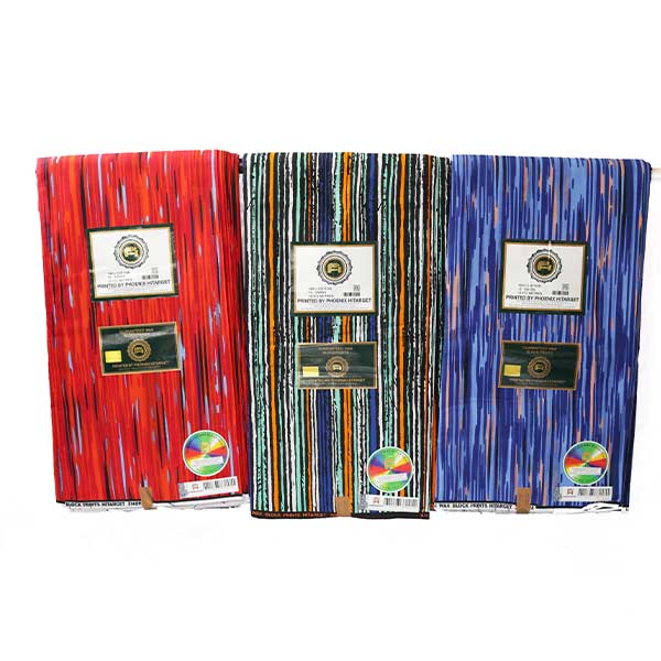 Hitarget blue fabric with black and blush vertical prints 7 Close-up of Hitarget Blue Fabric with Black and Blush Vertical Prints showing stripes