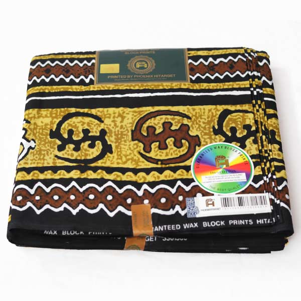 Fabric with Black Brown and White African Prints – bold, stylish fabric available at BaobabMart.