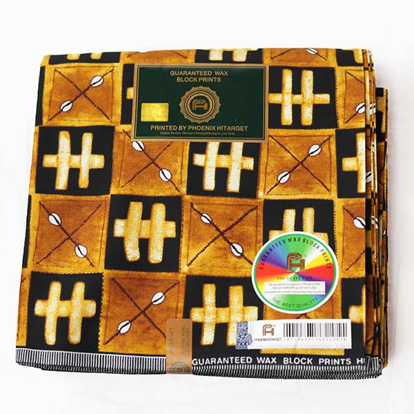 Fabric with Black Brown and White Cowrie Prints for Sale – bold, stylish fabric available at BaobabMart.