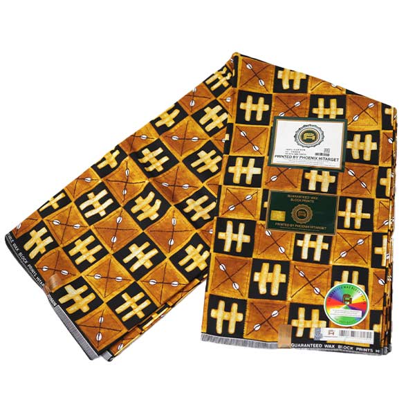 Fabric with Black Brown and White Cowrie Prints for Sale – bold, stylish fabric available at BaobabMart.