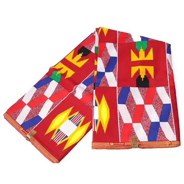 Kente-Inspired Red Hitarget Fabric for Sale – vibrant African-inspired fabric at BaobabMart.