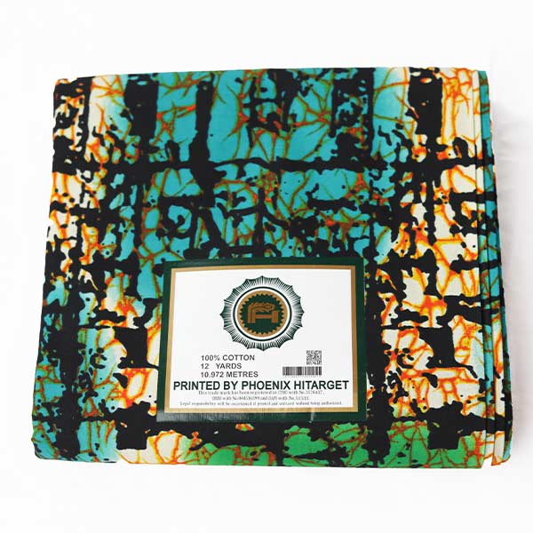 Multicolour Printed Hitarget Fabric for Sale in red, blue, yellow on cotton at Baobabmart