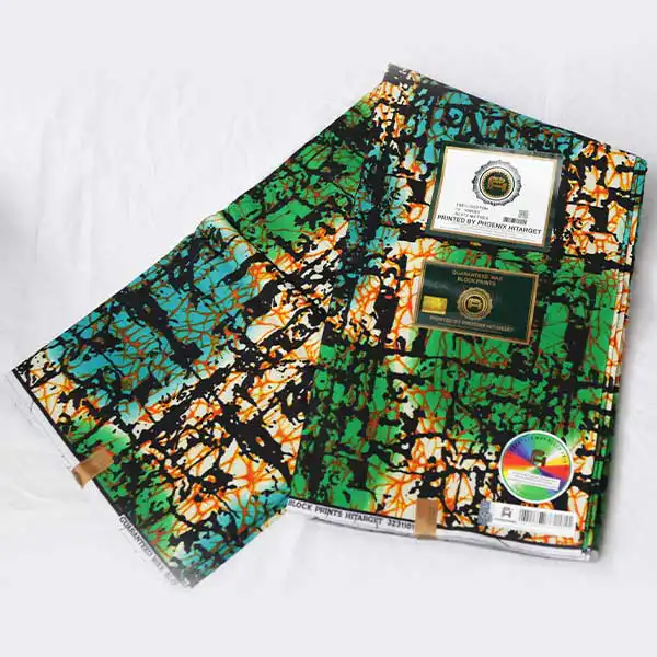 Multicolour Printed Hitarget Fabric for Sale in red, blue, yellow on cotton at Baobabmart