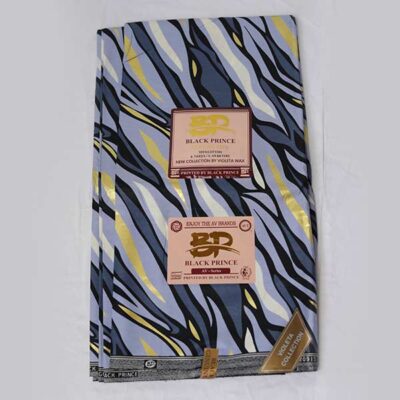 Close-up of Ocean-Like Printed Black Prince Fabric for Sale showing ocean prints