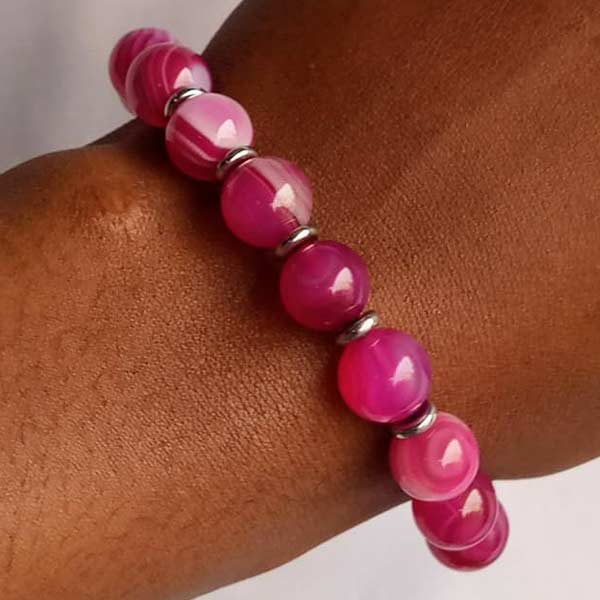 Pink Natural Fashion Stone Bracelets for Sale – authentic handmade jewelry at BaobabMart.