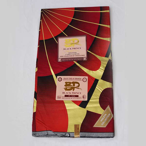 Red Black Prince Fabric with Golden and Black motifs 1 Red Black Prince Fabric with Golden and Black Motifs – bold, stylish fabric available at BaobabMart.
