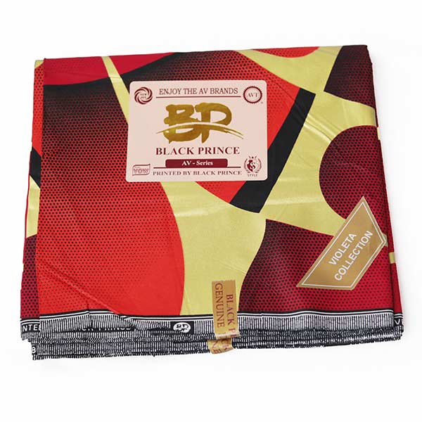 Red Black Prince Fabric with Golden and Black motifs 4 Red Black Prince Fabric with Golden and Black Motifs – bold, stylish fabric available at BaobabMart.