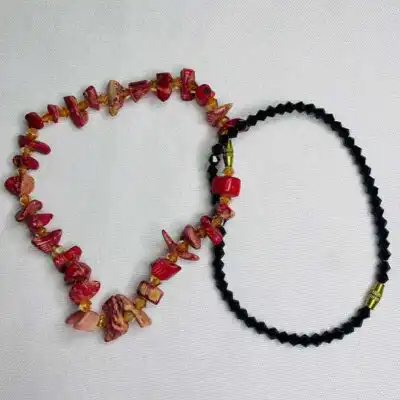 Handmade Red Coral Stone Anklets – genuine coral gemstone jewelry at BaobabMart.