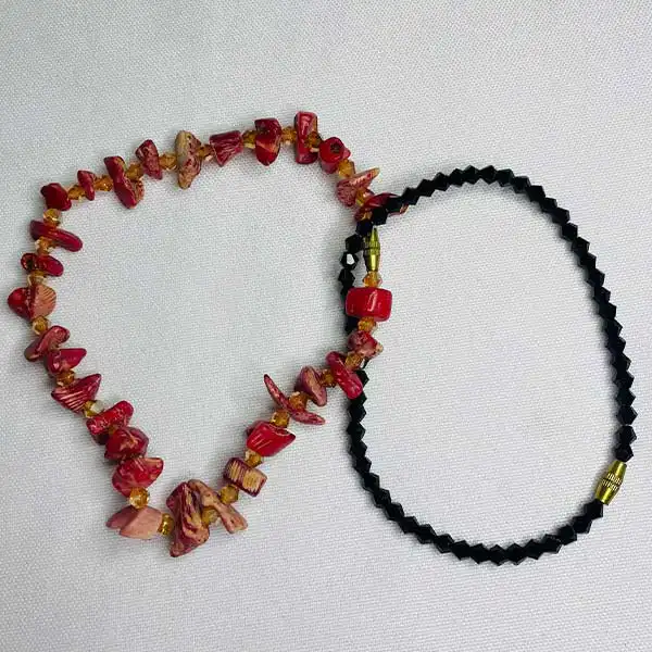 Handmade Red Coral Stone Anklets – genuine coral gemstone jewelry at BaobabMart.