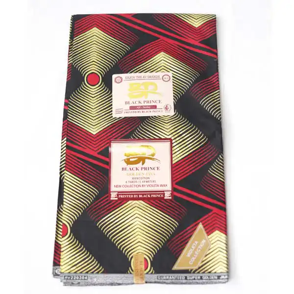 Tissu Ankara Prince rouge multicolore noir à vendre