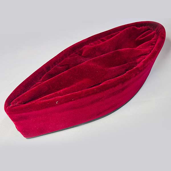 Red Fur Fabric Cap for Men – bold African-inspired accessory at BaobabMart.