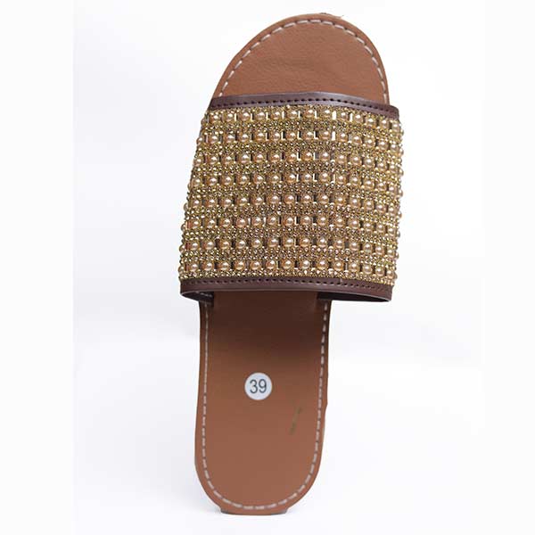 Senegalese Sandals Decorated with Gold Beads – handmade luxury footwear at BaobabMart.