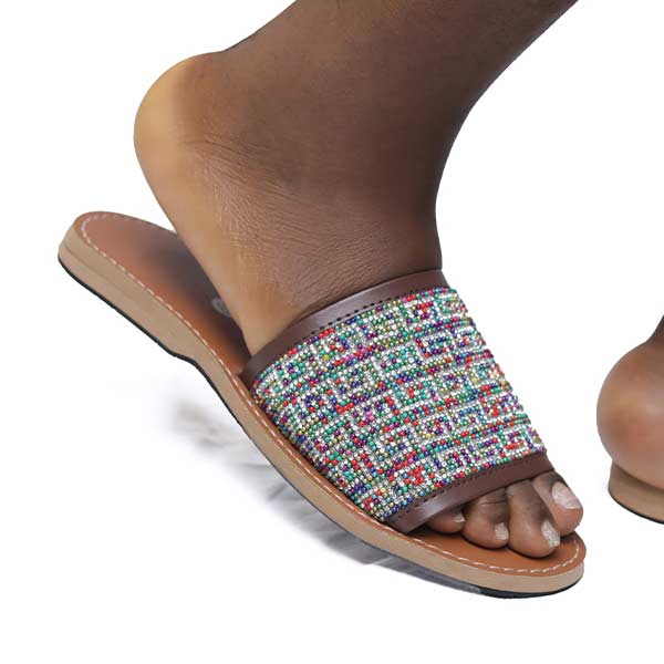 Senegalese sandals decorated with multicoloured beads 1 Senegalese Sandals Decorated with Multicoloured Beads – authentic African-inspired footwear available at BaobabMart.