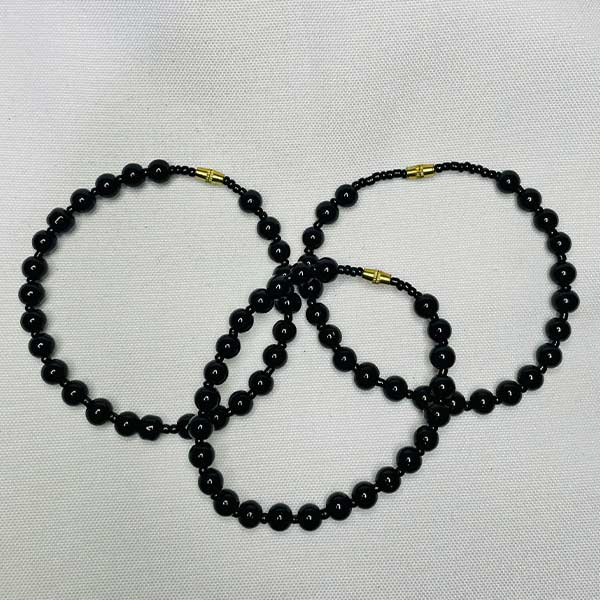 The DyDa Set Unisex Round Black Stone Bracelets for Sale – elegant jewelry set at BaobabMart.