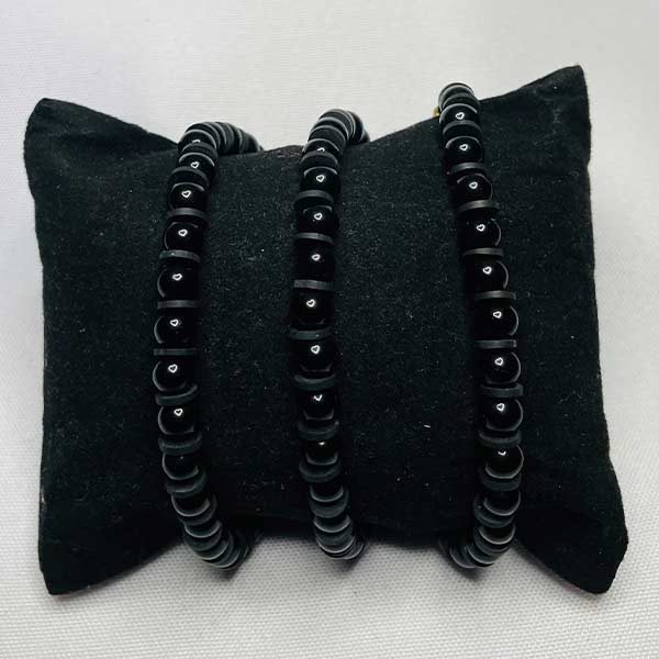 The Mbanya Set. Unisex black stone beads, jigida bracelets 2