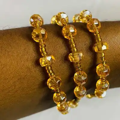 Yellow Gold Nude Crystal Bracelets – elegant jewelry set at BaobabMart.