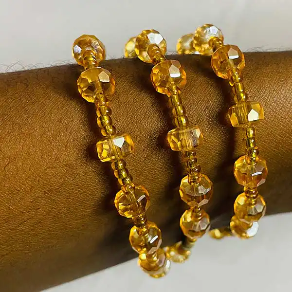 Yellow Gold Nude Crystal Bracelets – elegant jewelry set at BaobabMart.