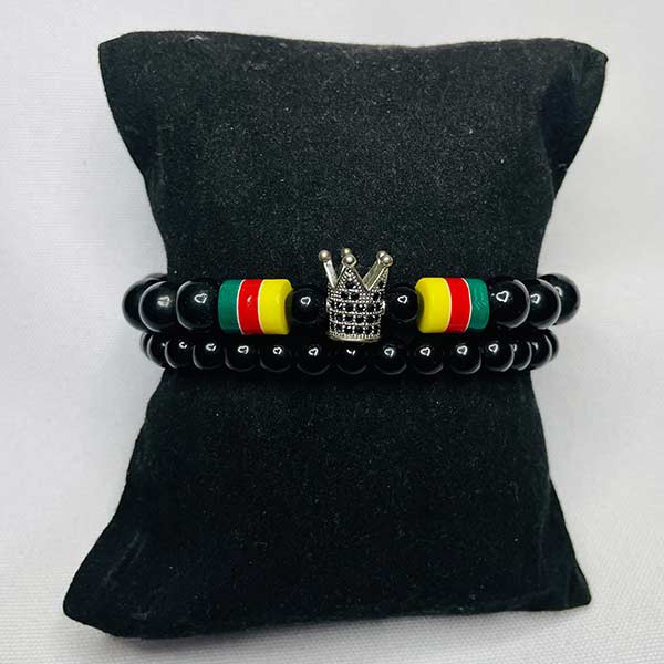 Unisex Nkenganyi Set Black Stone Beads Bracelets – unique African-inspired jewelry at BaobabMart.