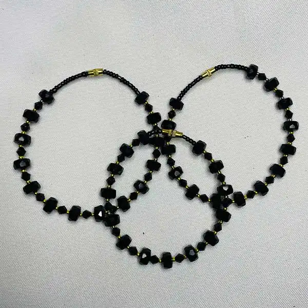 Noela Set Unisex Black Crystal Bracelets – elegant jewelry set at BaobabMart.