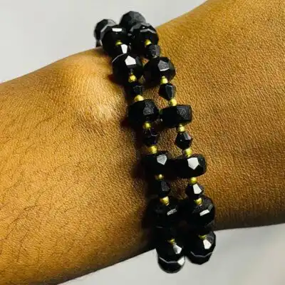 Noela Set Unisex Black Crystal Bracelets – elegant jewelry set at BaobabMart.