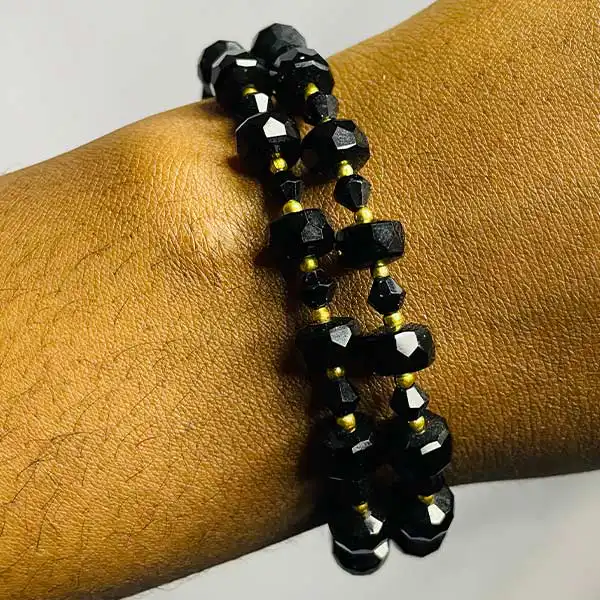 Noela Set Unisex Black Crystal Bracelets – elegant jewelry set at BaobabMart.