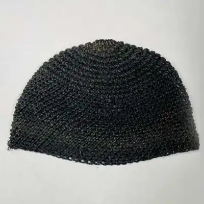 Handmade African Black Rafia Knit Cap – authentic rafia accessory at BaobabMart.