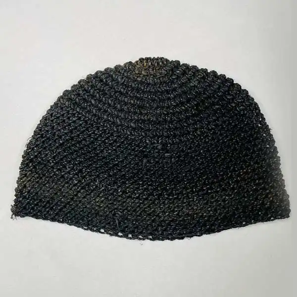 Handmade African Black Rafia Knit Cap – authentic rafia accessory at BaobabMart.
