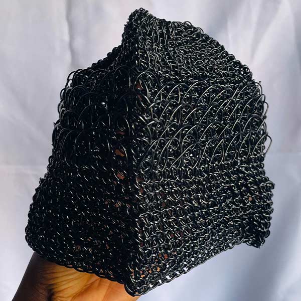 Traditional Black Rubber Fiber Cap for Men – authentic Cameroon accessory at BaobabMart.