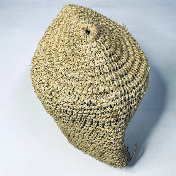 Traditional Brown Raffia knit cap for men and women 1 African Traditional Brown Raffia Knit Cap – authentic African accessory available at BaobabMart.