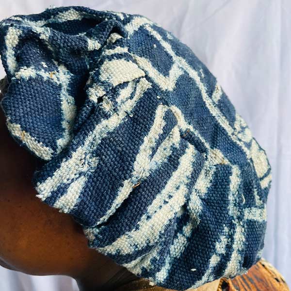 Traditional Ndop( Bamileke material) cap for women and men 3 Cameroon Traditional Ndop Cap for Women and Men – authentic Bamileke material at BaobabMart.