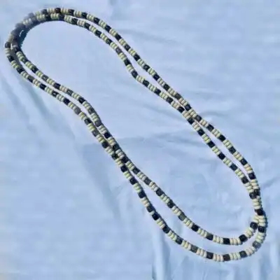Traditional Brown and Cream White Necklace – authentic accessory available at BaobabMart.