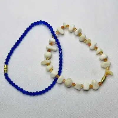 White Handmade Coral Stone Anklets – genuine coral gemstone jewelry at BaobabMart.