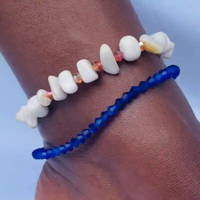 White Handmade Coral Stone Anklets – genuine coral gemstone jewelry at BaobabMart.