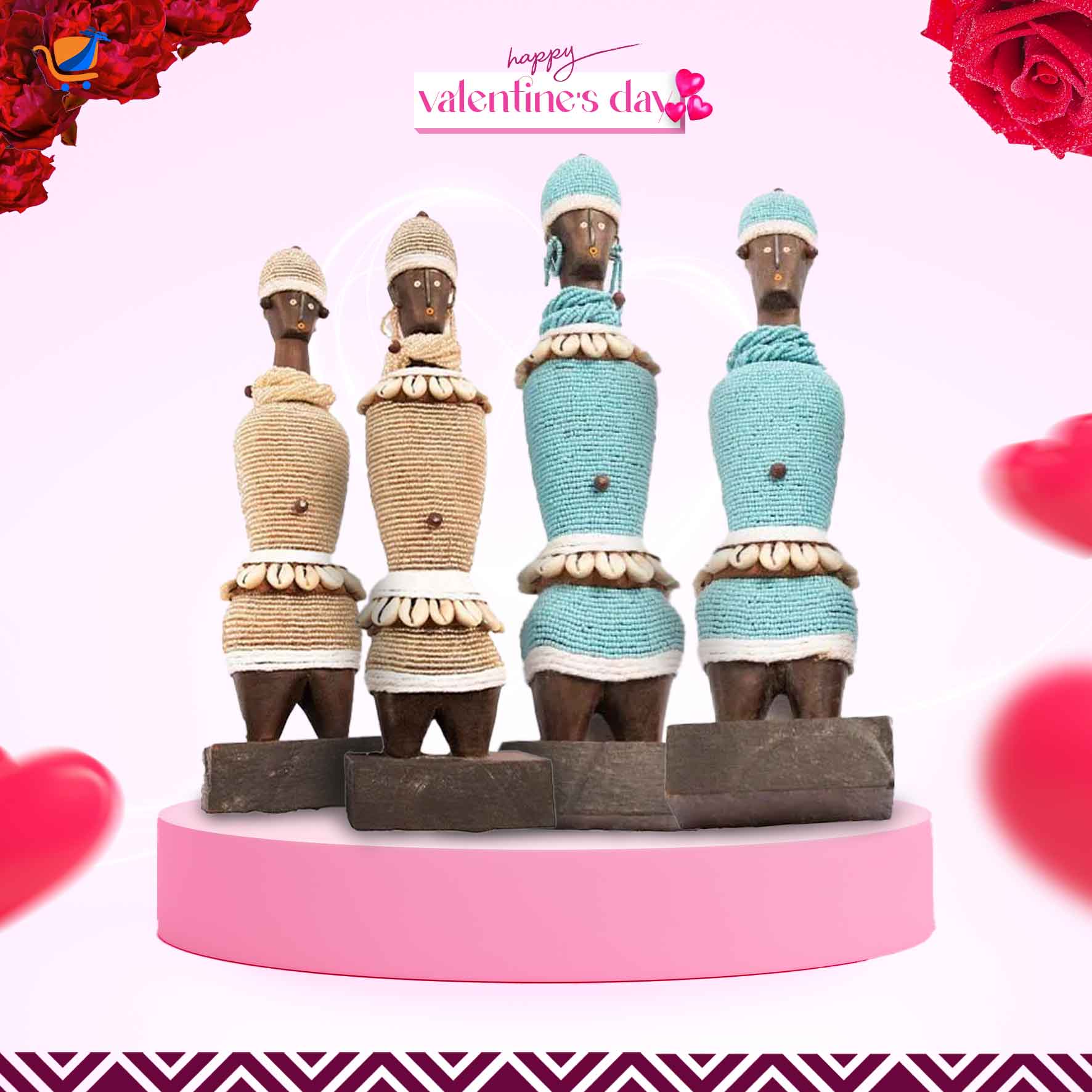 African Blue and Golden Namji Couple Dolls