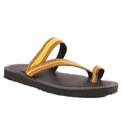 Handmade Unisex Sandal with Yellow and Orange Twine