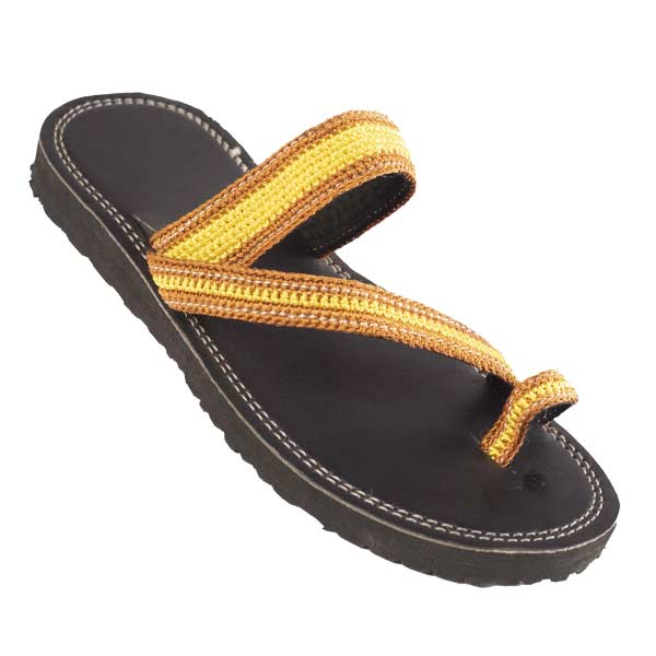 Handmade unisex sandal with yellow and orange twine 3