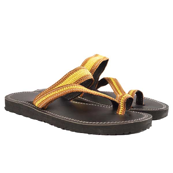 Handmade unisex sandal with yellow and orange twine 8 Handmade Unisex Sandal with Yellow and Orange Twine