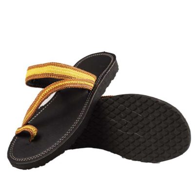 Handmade Unisex Sandal with Yellow and Orange Twine