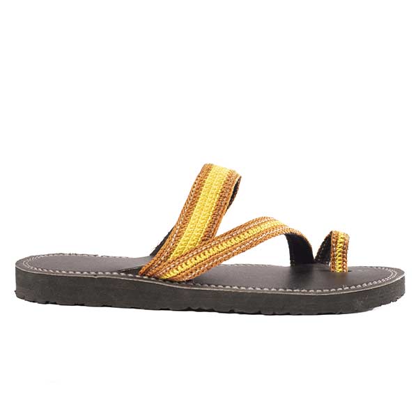 Handmade unisex sandal with yellow and orange twine Handmade Unisex Sandal with Yellow and Orange Twine