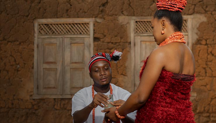 Kola Nut And Palm Wine used in an African traditional wedding ceremony