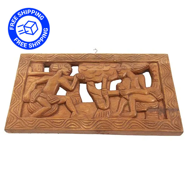 African Hand Carved Wall Panel with Free Shipping