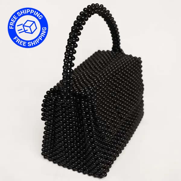 Black Beaded Pearl Handbag with Free Delivery