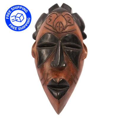 Black and brown African Tikar Mask with Free Shipping