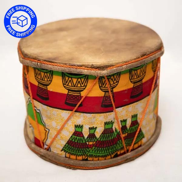 Handmade Double-Sided African Drum with Free Shipping