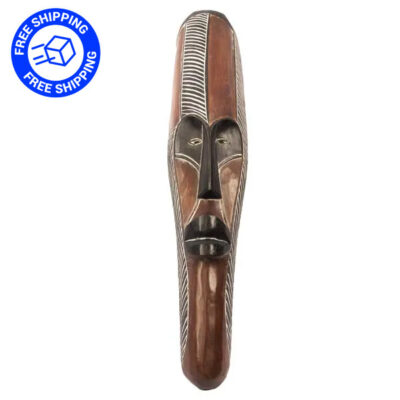 Vintage African Fang Mask with Free Shipping - Handmade Wooden Fang Mask with Free Shipping