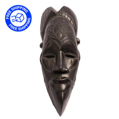 Black Hand Carved African Wooden Mask with Free Shipping