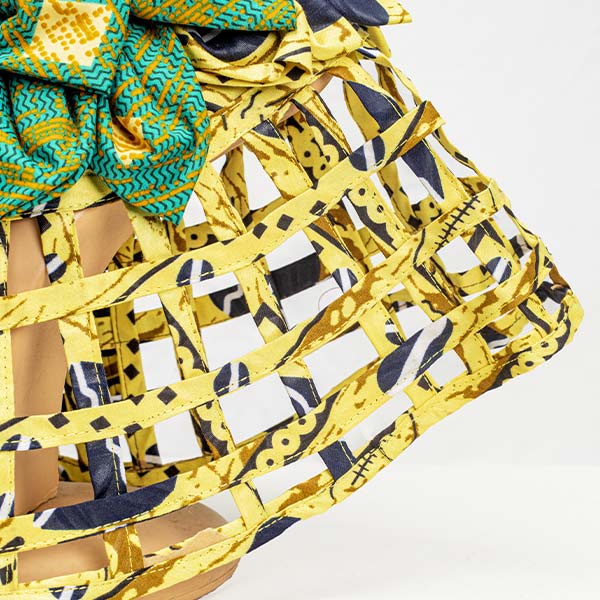 yellow and green Afritude cape 3 Afritude Neck Cape for Sale – Handmade African Afritude Neck Cape for sale with wax fabrics, available now at Baobabmart